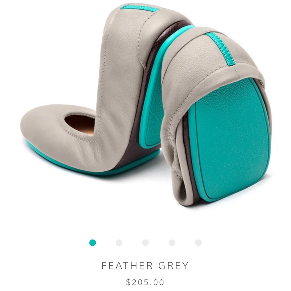 Tieks Feather Grey and Teal Flats